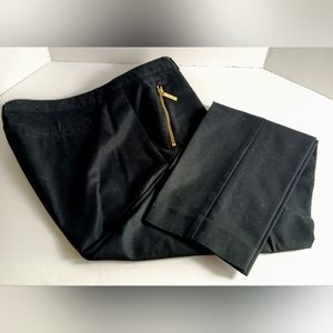 Michael Kors Black Dress Pants with Gold Logo Zipper Pockets NWOT